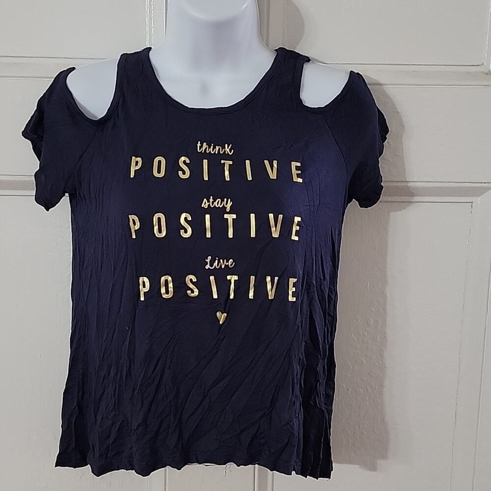 Girl's Dark Blue Exposed Shoulder Tee Sz 12